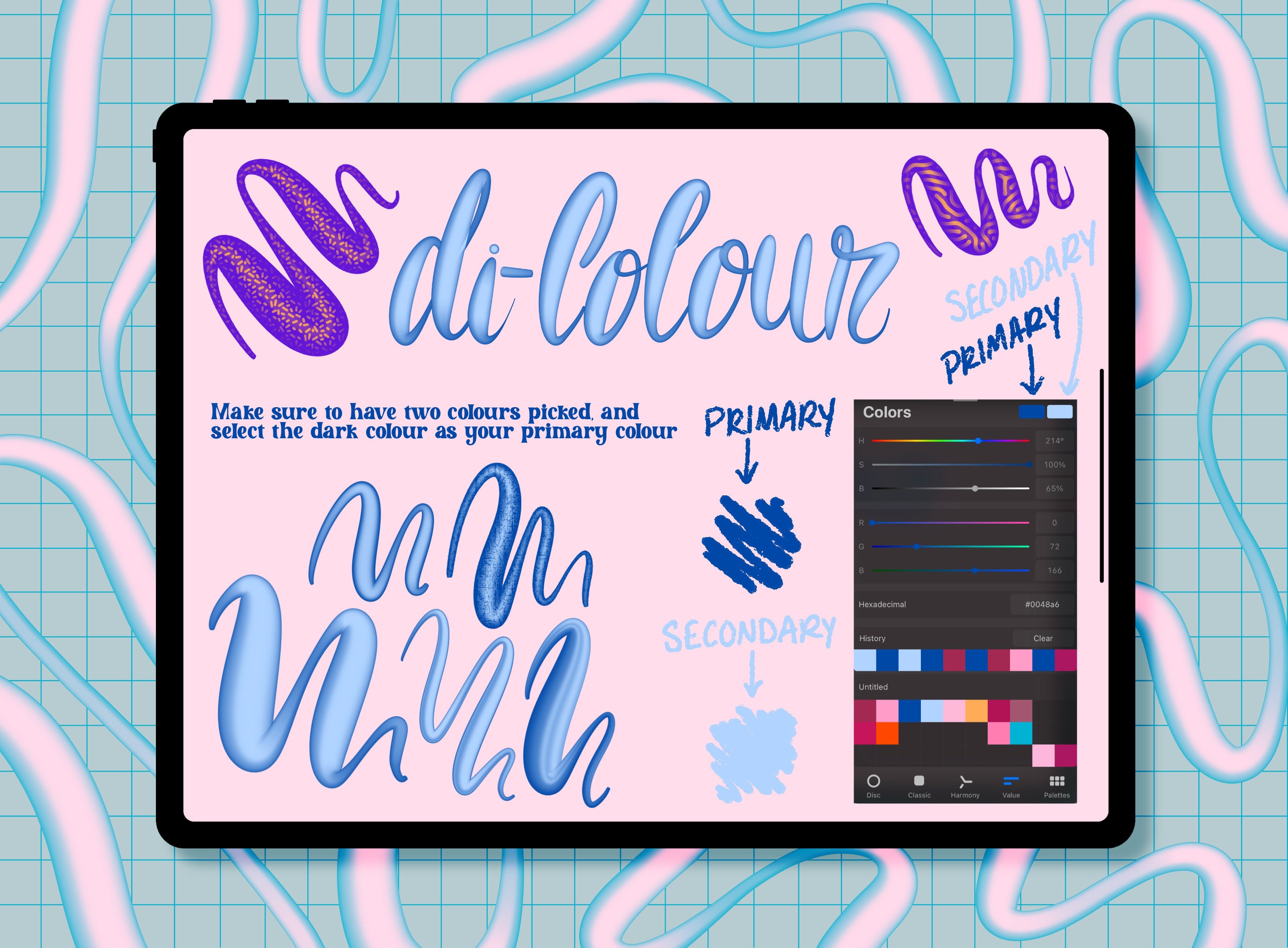 3D Calligraphy Brushes for Procreate | 20 Brushes | Di-colour | Brush ...