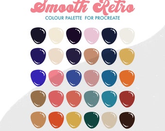 Smooth Retro Colour Palette for Procreate | 30 colours/swatches