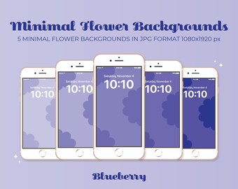 Minimal Flower Backgrounds | Blueberry, Purple, Blue | digital assets, backgrounds/wallpaper, iPhone backgrounds