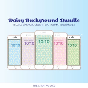 Daisy Backgrounds | Green, Teal, Pink, Orange, Blue | digital assets, backgrounds/wallpaper, iPhone backgrounds