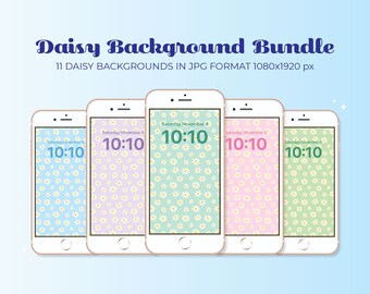 Daisy Backgrounds | Green, Teal, Pink, Orange, Blue | digital assets, backgrounds/wallpaper, iPhone backgrounds