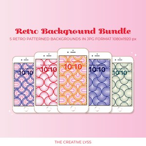 Retro Patterned Backgrounds | Pink, Red, Green, Purple, Orange, Blue | digital assets, backgrounds/wallpaper, iPhone backgrounds