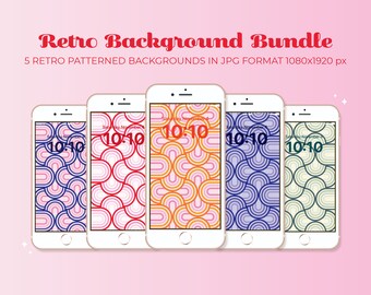 Retro Patterned Backgrounds | Pink, Red, Green, Purple, Orange, Blue | digital assets, backgrounds/wallpaper, iPhone backgrounds