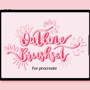 3D Outline Brush Set/Bundle for Procreate | 8 unique outline brushes | 3D outline brushes | rainbow, mono-outline | lettering brushes