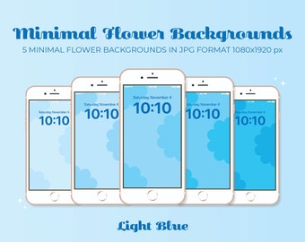 Minimal Flower Backgrounds | Light Sky Blue | digital assets, backgrounds/wallpaper, iPhone backgrounds