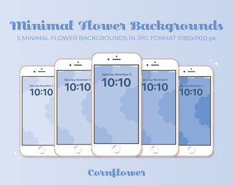 Minimal Flower Backgrounds | Blue | digital assets, backgrounds/wallpaper, iPhone backgrounds
