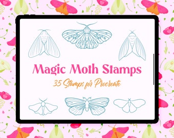 35 Magic Moth Stamp Brushes for Procreate | moths, luna moth | Procreate Brushes, Stamps, Stencils