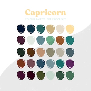 Capricorn Zodiac Sign Colour Palette for Procreate | 30 colours/swatches