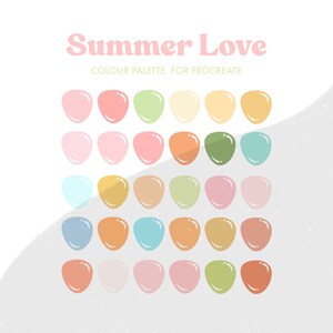 Summer Love Colour Palette for Procreate | 30 colours/swatches