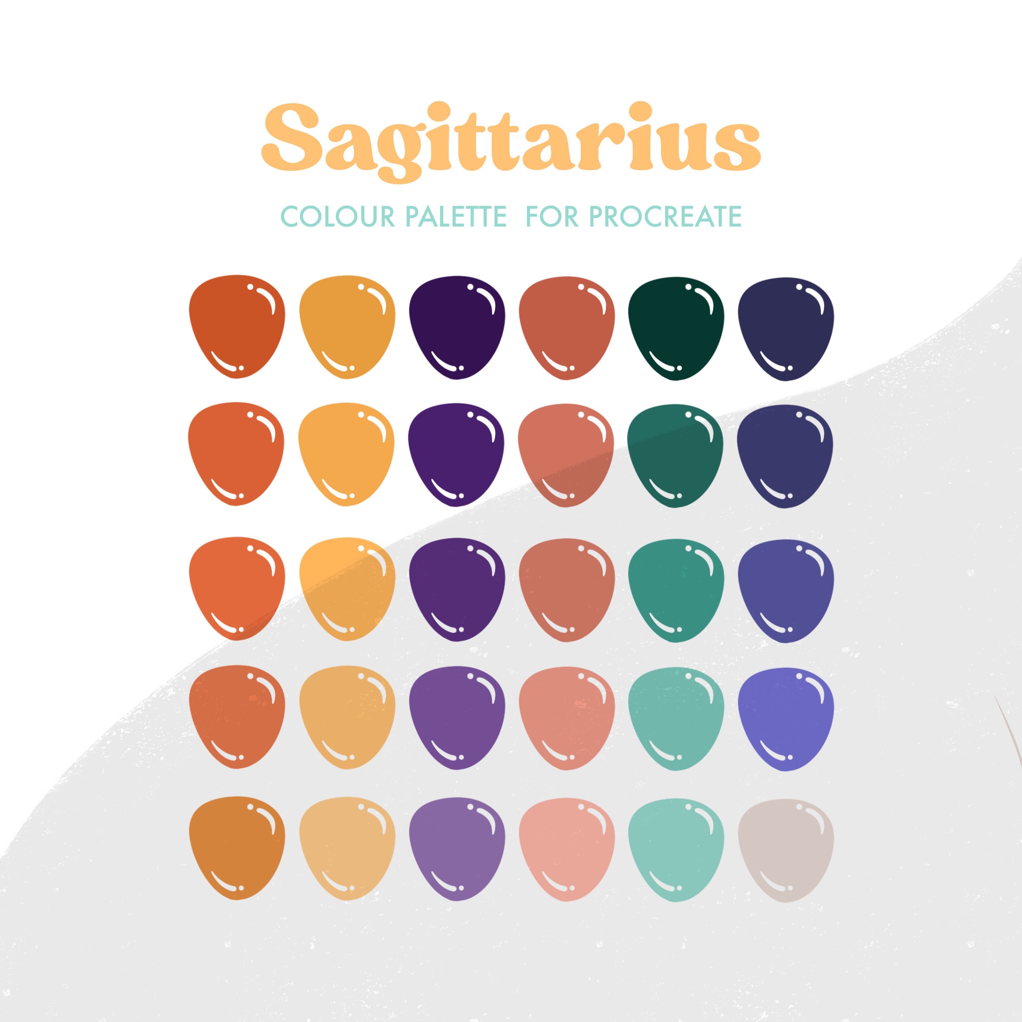 Sagittarius Zodiac Sign Colour Palette for Procreate 30 Colours