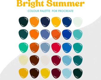 Bright Summer Colour Palette for Procreate | 30 colours/swatches