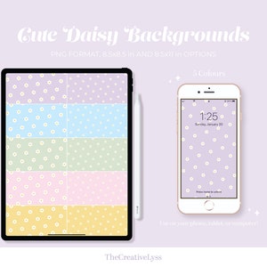 Cute Daisy Backgrounds | Pastel Colours | digital assets, pattern, backgrounds/wallpaper, social media, Canva, instagram, procreate, PNG
