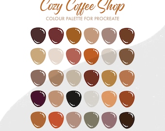 Cozy Coffee Shop Colour Palette for Procreate | 30 colours/swatches