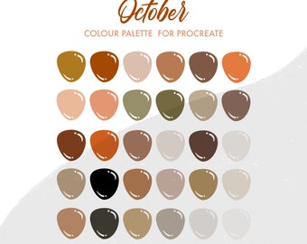 October Autumn Colour Palette for Procreate | 30 colours/swatches
