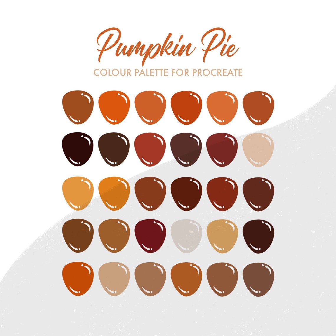Rectangle Pie Colour In Pumpkin Pie Colour Palette for Procreate | 30 Colours/swatches - Etsy