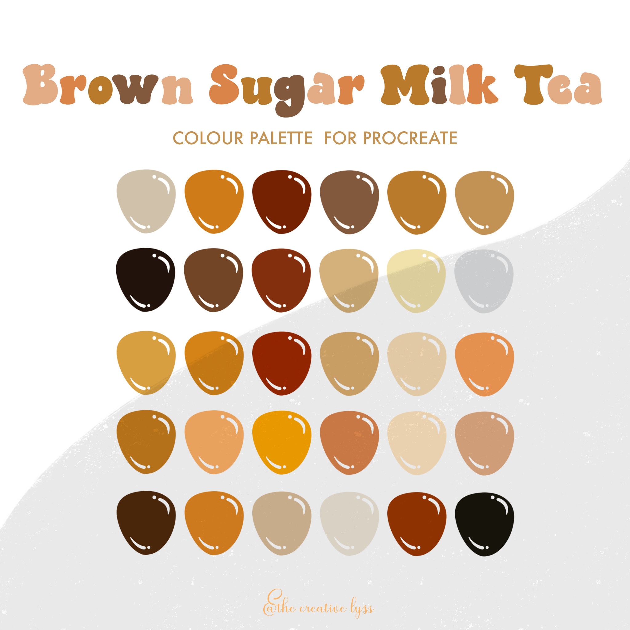 Buy Brown Sugar Milk Tea Boba Colour Palette for Procreate 30 Colours
