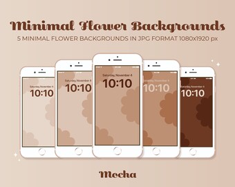 Minimal Flower Backgrounds | Mocha, Brown, Beige, Sand | digital assets, backgrounds/wallpaper, iPhone backgrounds