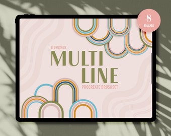 Multi-Line Procreate Brush Set | 8 multi-line brush bundle | Multi line brush for procreate | Digital Lettering Procreate