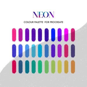 Neon Colour Palette for Procreate | 30 colours/swatches