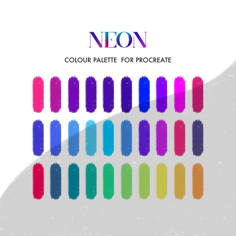 Neon Colour Palette for Procreate 30 colours/swatches image 1