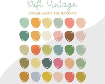 Soft Vintage Colour Palette for Procreate | 30 colours/swatches
