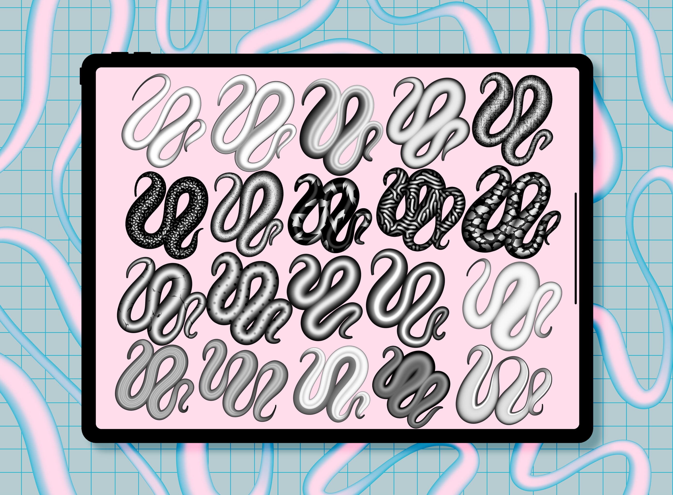 3D Calligraphy Brushes for Procreate | 20 Brushes | Di-colour | Brush ...