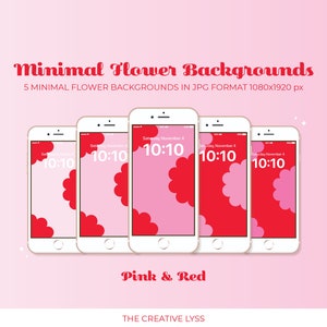 Minimal Flower Backgrounds | Pink and Red, Valentine&#39;s Day Colours | digital assets, backgrounds/wallpaper, iPhone backgrounds