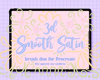 3D Smooth Satin Brushes for Procreate | 2 Brushes | Di-colour | 3D Procreate Brushes