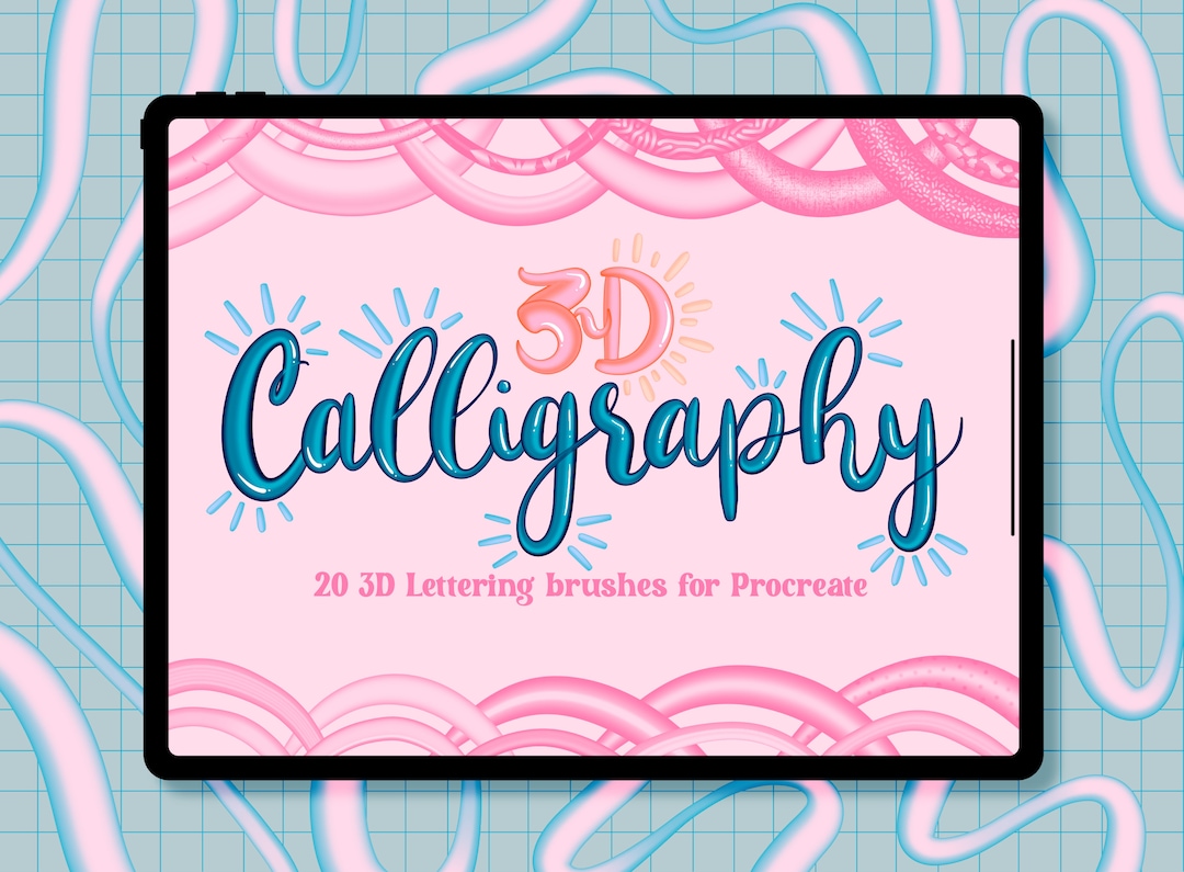 3D Calligraphy Brushes for Procreate | 20 Brushes | Di-colour | Brush ...