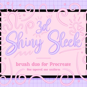 3D Shiny Sleek Brushes for Procreate | 2 Brushes | Di-colour | 3D Procreate Brushes