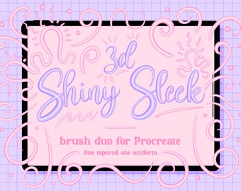 3D Shiny Sleek Brushes for Procreate | 2 Brushes | Di-colour | 3D Procreate Brushes