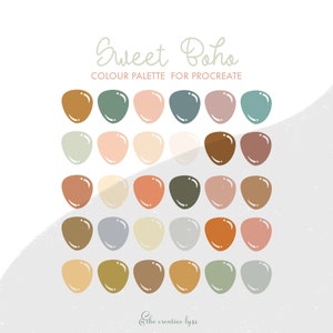 Sweet Boho Colour Palette for Procreate | 30 colours/swatches