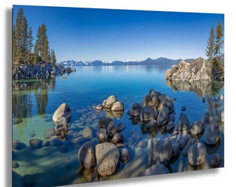Lake Tahoe Wall Art Print – Crystal Clear Water Photography, Alpine Mountain Landscape Decor