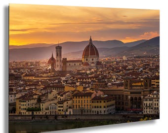 Florence Duomo Sunset Wall Art Print – Italian Tuscany Golden Hour Cityscape Photography
