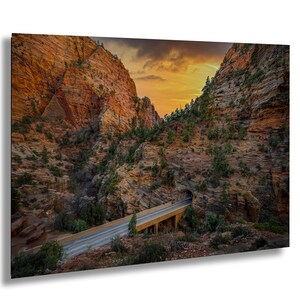 Zion National Park Tunnel Sunset Print – Utah Red Rock Canyon Wall Art Decor