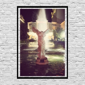 Las Vegas Nevada Caesar's Palace Night Photography Fountain - Digital Downloadable Photography Wall Art