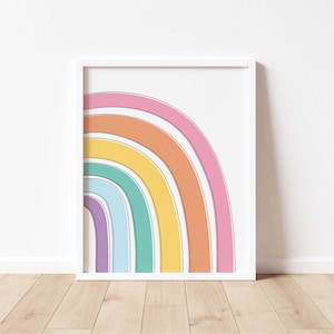 Pastel Rainbow Printable Art - Rainbow Playroom - Kids PlayRoom Decor - Neutral Playroom Decor - Instant Download