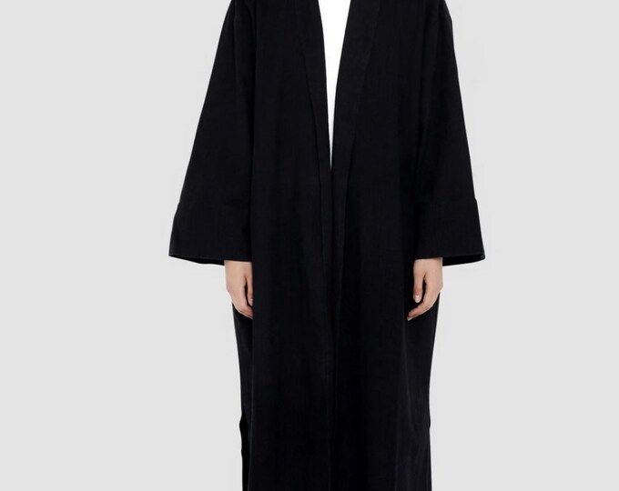 Pink Black Open Abaya