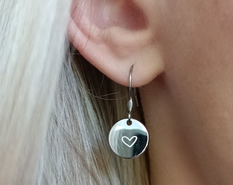 Boucles d’oreilles en acier inoxydable avec cœur / bijoux cadeau pour femmes