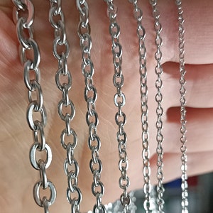 Stainless steel anchor chain necklace size 1.5-6 mm silver men's, women's fashion jewelry image 5