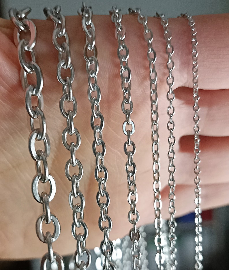 Stainless steel anchor chain necklace size 1.5-6 mm silver men's, women's fashion jewelry image 5