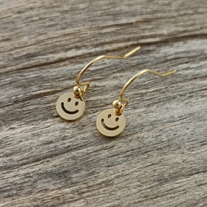Stainless Steel Earrings with Smile 18k Gold Plated / Jewelry Gift for Women image 6