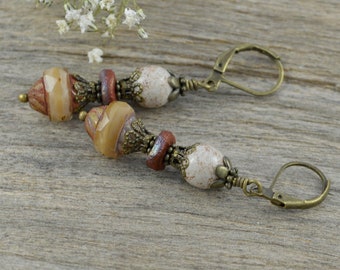 Boucles d’oreilles avec perles de verre bohème et boucles d’oreilles en bronze de style vintage Bijoux Cadeau pour femmes