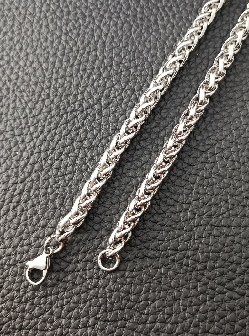 Roestvrij stalen kabelketting massief 2-7 mm zilveren heren, damesmode-sieraden afbeelding 7