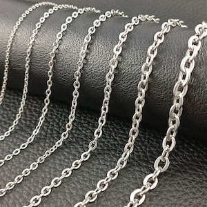 Roestvrij stalen ankerketting ketting maat 1,5-6 mm zilveren heren, damesmode-sieraden afbeelding 1