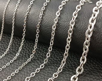 Edelstahl Ankerkette Halskette Größe 1,5-6 mm Silber Herren,Damen Modeschmuck
