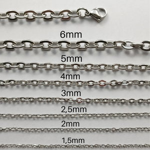 Collier chaîne d'ancre en acier inoxydable, taille 1,5-6 mm, argent, bijoux fantaisie pour hommes et femmes image 4