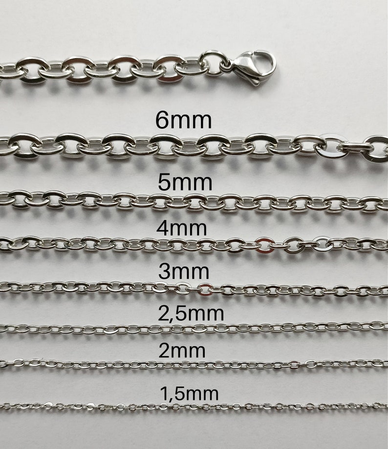 Stainless steel anchor chain necklace size 1.5-6 mm silver men's, women's fashion jewelry image 4