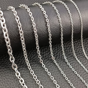 Stainless steel anchor chain necklace size 1.5-6 mm silver men's, women's fashion jewelry image 2
