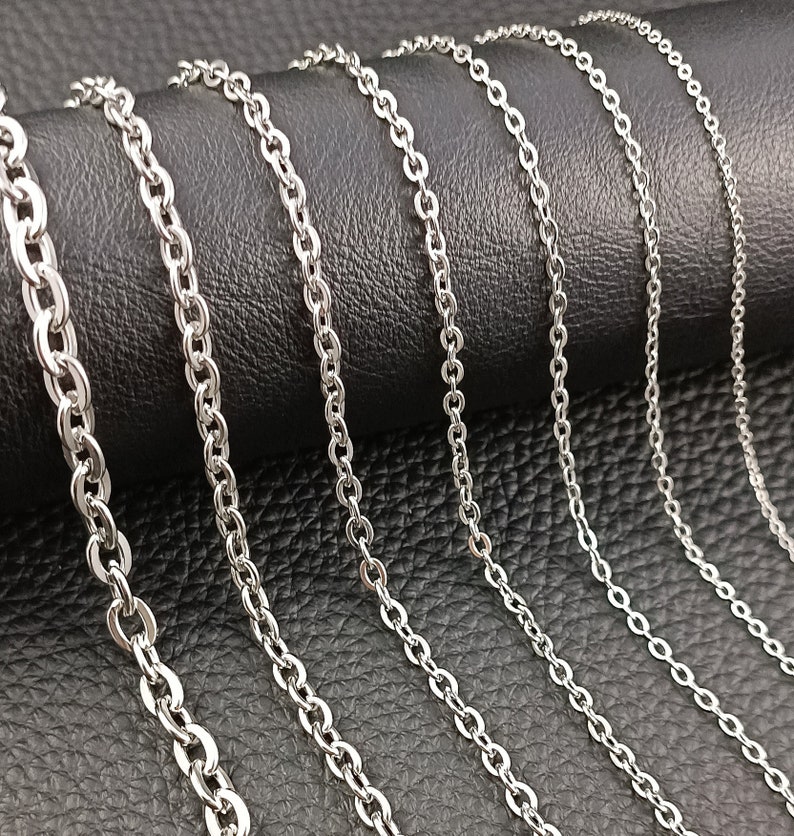 Stainless steel anchor chain necklace size 1.5-6 mm silver men's, women's fashion jewelry image 2